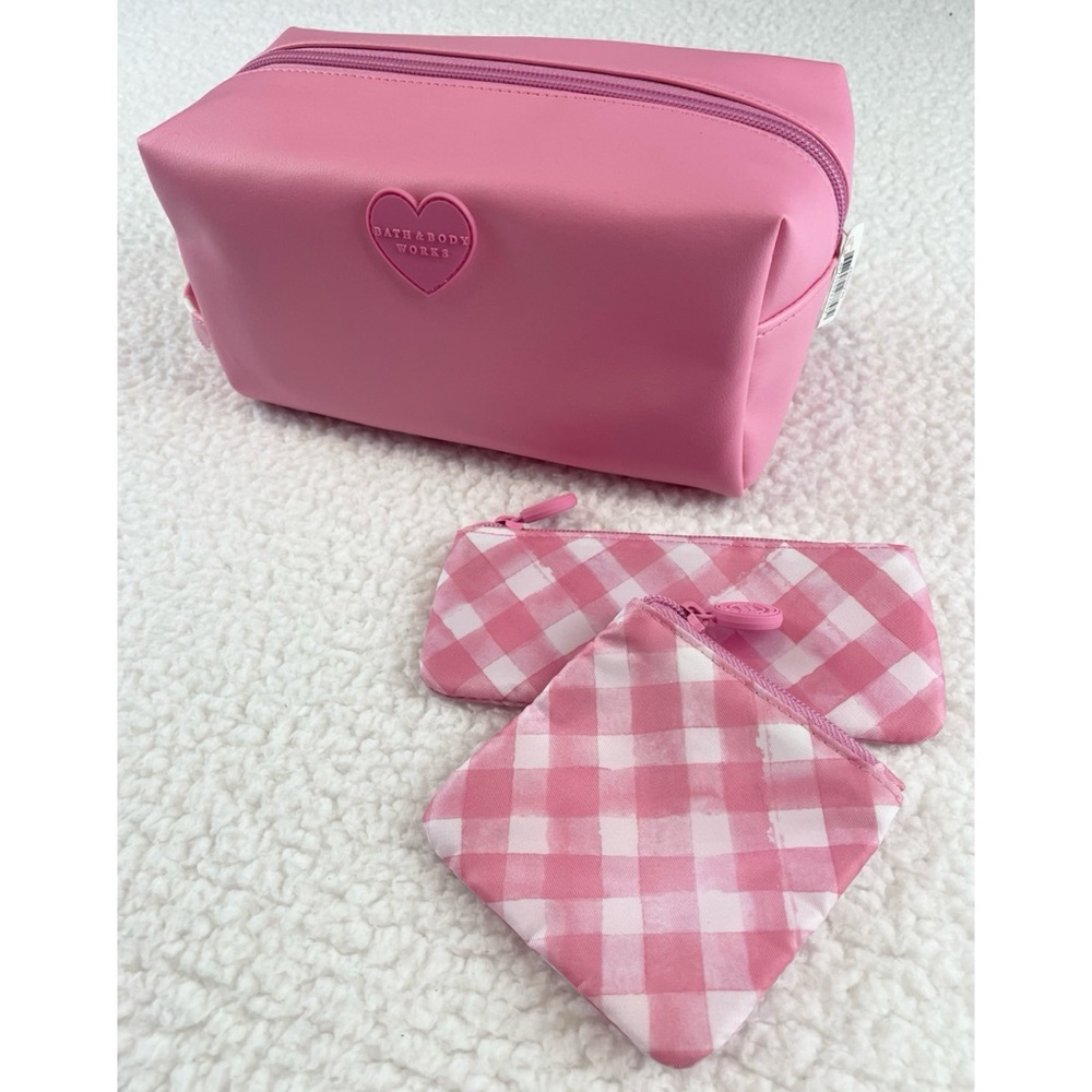 (NWT) BATH & BODY WORKS • 3-Piece Pink/White Faux Leather Cosmetic Travel Set - Picture 11 of 15